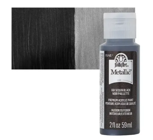 pintura acrilica metalizada metallic acrylic color f a folk art 2oz 59ml color 661 sequin black negro 0