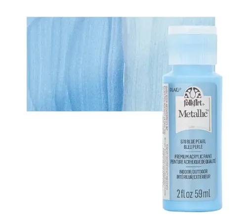 pintura acrilica metalizada metallic acrylic color f a folk art 2oz 59ml color 670 blue pearl azul perla 0