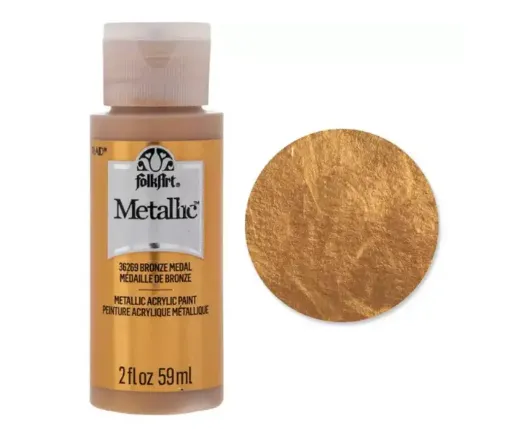 pintura acrilica metalizada metallic acrylic folk art x2oz 59ml color 36269 bronze medal bronce medalla 0