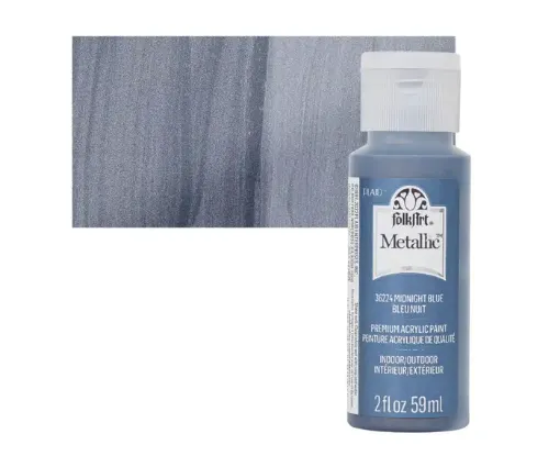 pintura acrilica metalizada metallic acrylic folk art x2oz 59ml color 36224 midnight blue azul medianoc 0