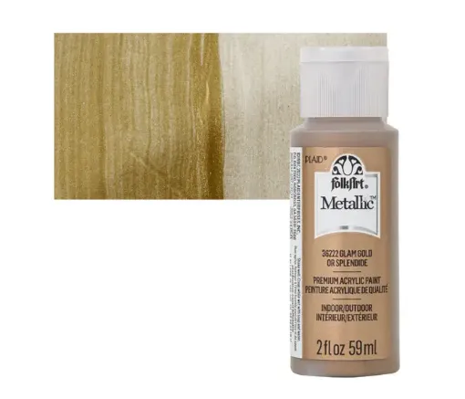 pintura acrilica metalizada metallic acrylic folk art x2oz 59ml color 36222 glam gold oro glamuroso 0