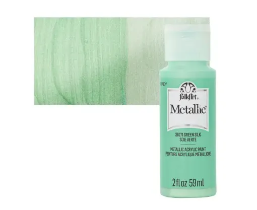 pintura acrilica metalizada metallic acrylic folk art x2oz 59ml color 36271 green silk seda verde 0
