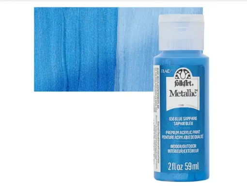 pintura acrilica metalizada metallic acrylic folk art x2oz 59ml color 656 blue sapphire azul zafiro 0