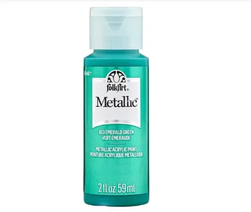 pintura acrilica metalizada metallic acrylic folk art x2oz 59ml color 653 esmerald green 0