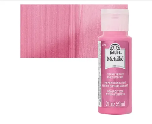 pintura acrilica metalizada metallic acrylic folk art x2oz 59ml color 652 rose shimmer rosado brillante 0