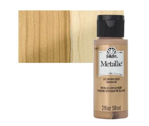 pintura acrilica metalizada metallic acrylic folk art x2oz 59ml color 577 sahara gold dorado 0