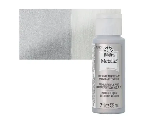 pintura acrilica metalizada metallic acrylic folk art x2oz 59ml color 506 silver anniversary plateado 0