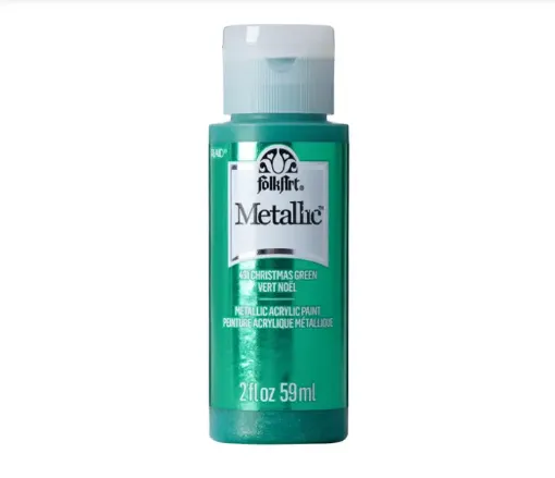 pintura acrilica metalizada metallic acrylic folk art x2oz 59ml color 491 chrismas green verde navidad 0