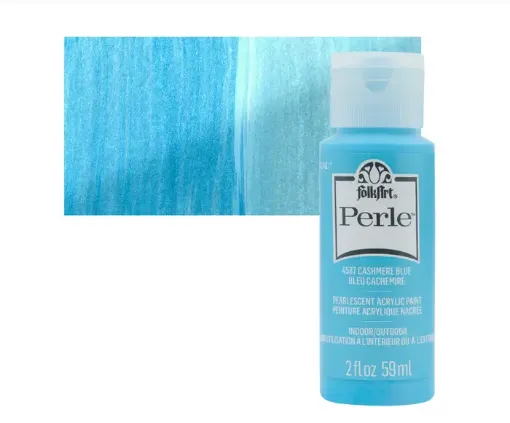 pintura acrilica perlada brillante perle acrylic folk art x2oz 59ml color 4587 cashmere blue azul 0