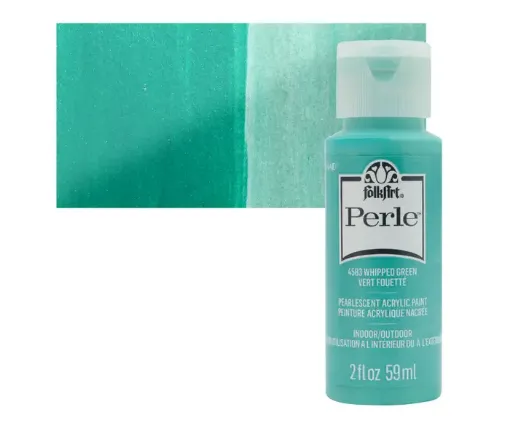 pintura acrilica perlada brillante perle acrylic folk art x2oz 59ml color 4583 whipped green verde 0