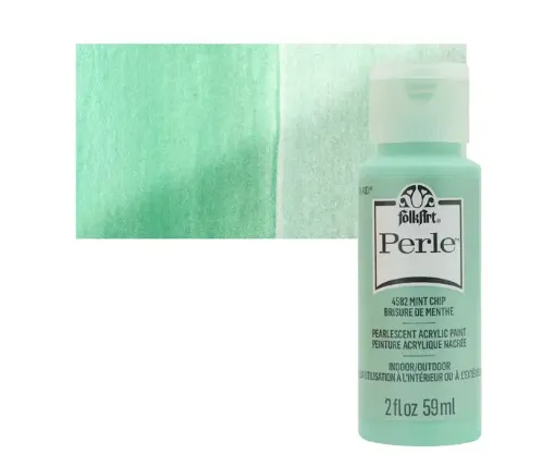 pintura acrilica perlada brillante perle acrylic folk art x2oz 59ml color 4582 mint chip menta 0