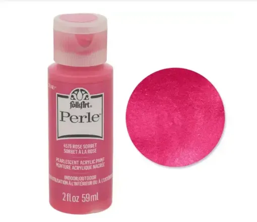 pintura acrilica perlada brillante perle acrylic folk art x2oz 59ml color 4576 rose sorbet sorbete rosa 0