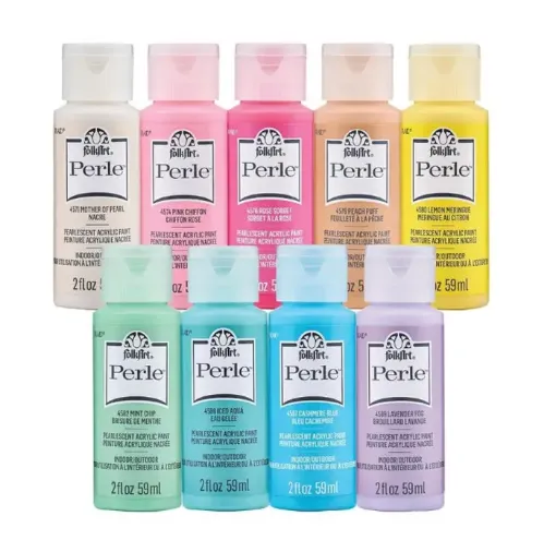 pintura acrilica perlada brillante perle acrylic folk art x2oz 59ml variedad colores 0