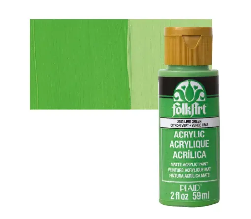 pintura acrilica mate acrylic matte folk art x59ml color 2553 lime green verde lima 0