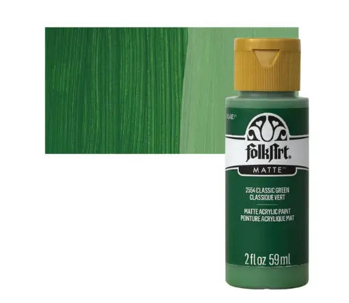 pintura acrilica mate acrylic matte folk art x59ml color 2554 classic green verde clasico 0