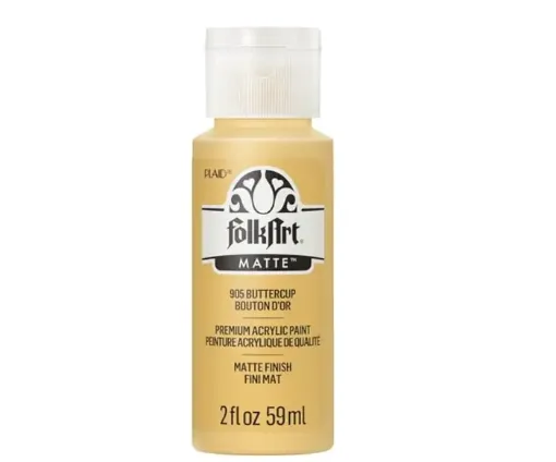 pintura acrilica mate acrylic matte folk art x59ml color 905 buttercup boton oro 0
