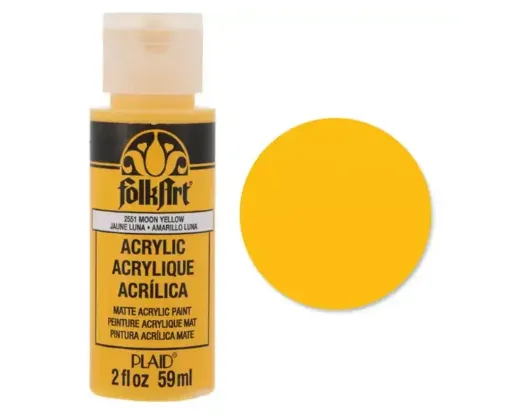 pintura acrilica mate acrylic matte folk art x59ml color 2551 moon yellow amarillo luna 0