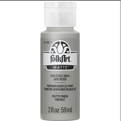 pintura acrilica mate acrylic matte folk art x59ml color 2561 steel gray gris acero 0