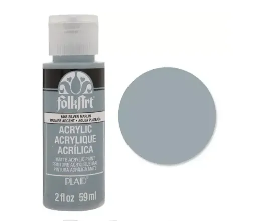pintura acrilica mate acrylic matte folk art x59ml color 6465 silver marlin plateado 0