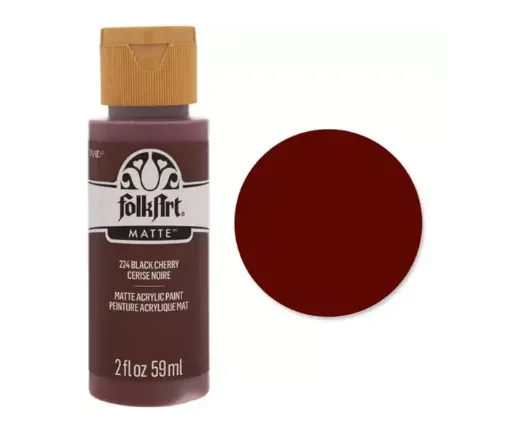 pintura acrilica mate acrylic matte folk art x59ml color 224 black cherry cereza negra 0