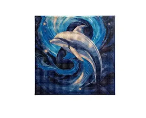 pintura diamantes 5d bastidor cuadrado 20x20cms motivo delfin 0