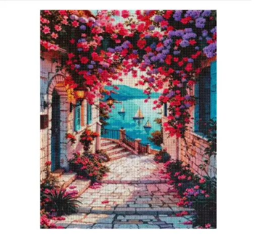pintura diamantes 5d bastidor 40x50cms motivo asfalto flores 0
