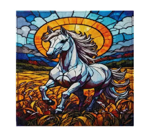 pintura diamantes 5d bastidor 40x50cms motivo caballo blanco 0