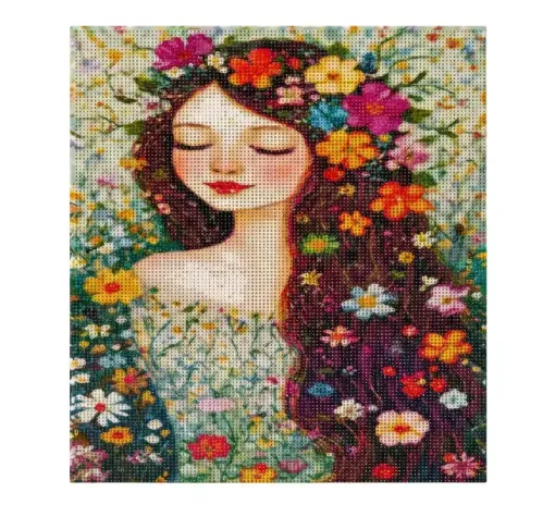 pintura diamantes 5d bastidor 40x50cms motivo mujer primavera 0