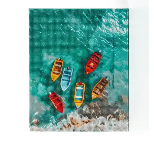 pintura diamantes 5d bastidor 40x50cms motivo botes colores 0