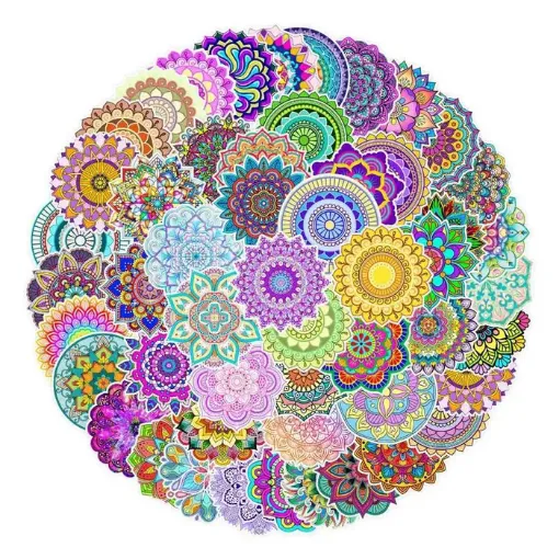 apliques autoadhesivos impermeables pvc motivo mandalas 40 60cms x50 unidades diferentes 0