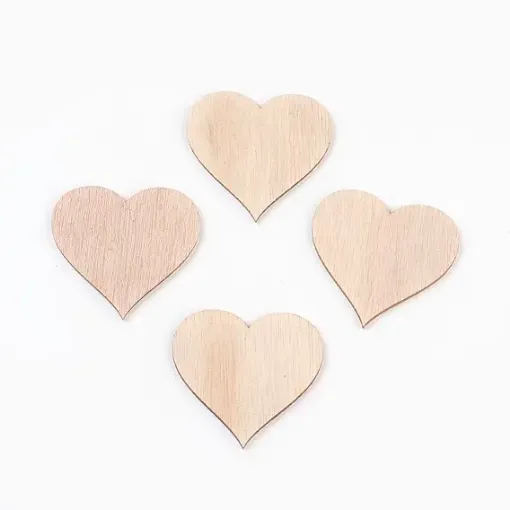 apliques calados madera forma corazon 50x52mms x25 unidades aprox 0