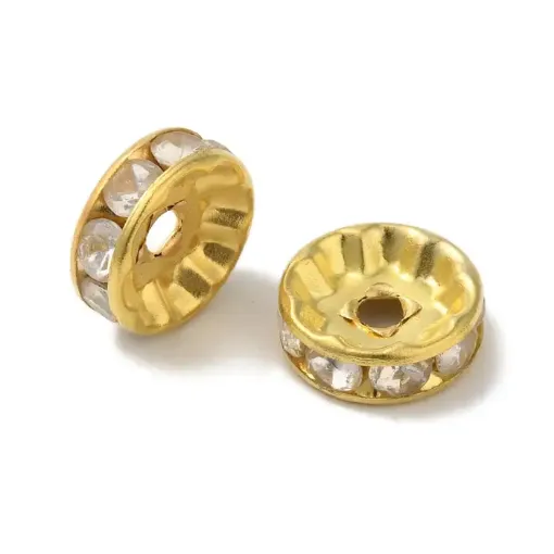 separador rueda metalica 10x4mms color dorado strass cristal por 100 unidades 0