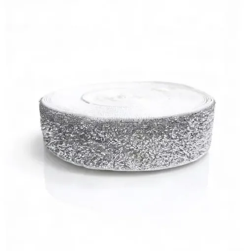 cinta poliester super metalizada glitter por 2mts color plateado 0