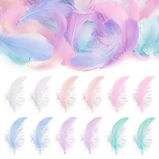 plumas 4 8cms aprox x100 unidades colores pasteles surtidos 0