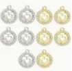 dije colgante metalico modelo moneda corazones strass medida 17x14mms x5 unidades colores surtidos 0