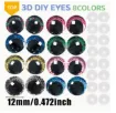 ojos realistas seguridad 3d plastico 12mms para peluches amigurumis x8 pares colores surtidos 0