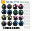 ojos realistas seguridad 3d plastico 16mms para peluches amigurumis x8 pares colores surtidos 0