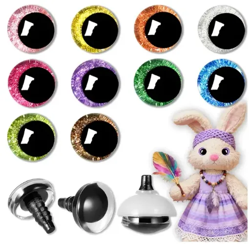 ojos realistas seguridad 3d plastico 16mms para peluches amigurumis x5 pares colores surtidos 0
