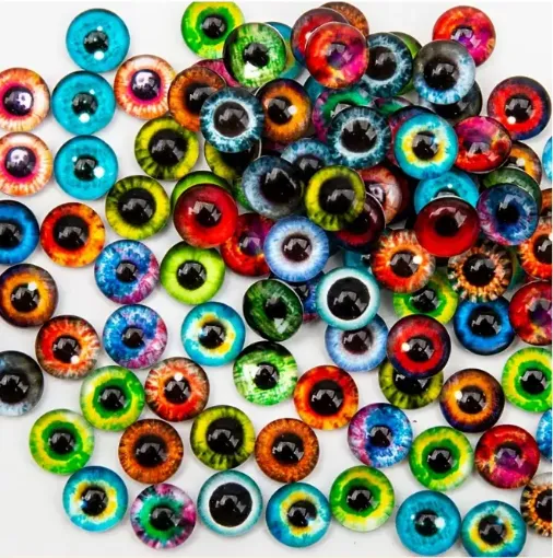 ojos realistas vidrio 6mms para amigurumis peluches dragon x24 unidades 12 pares colores surtidos 0