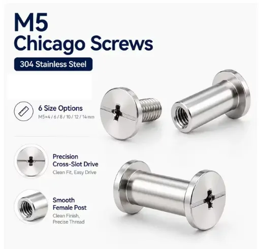 tornillos remaches chicago phillips m5 acero inoxidable cuero encuadernacion 8mm x5 set niquel 0