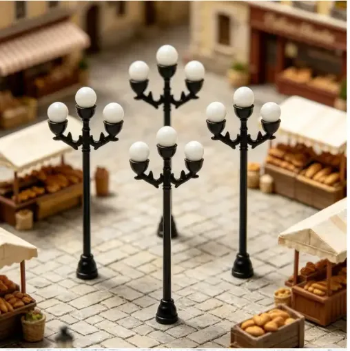 farola farol sferoidale 3 cabezas redondas abs para maquetas escala 1 150 medida 77x27mms x2 unidades 0