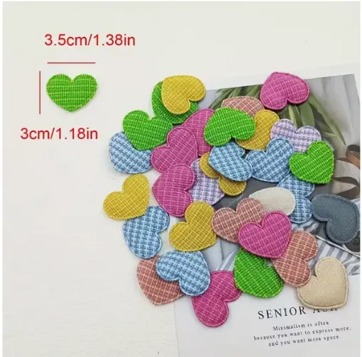 aplique parche bordado para tela modelo corazon medida 35x30mms x25 colores cuadrille mini 0