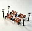 set banco plaza 42mms farola 55mms 3d resina abs para maquetas 0