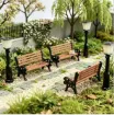 set banco plaza 42mms farola 55mms 3d resina abs para maquetas 3