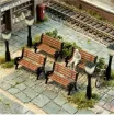 set banco plaza 42mms farola 55mms 3d resina abs para maquetas 4