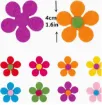 aplique fieltro modelo flor 40mm x25 unidades colores centros surtidos 4