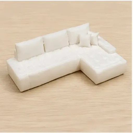 sofa esquinero mini 3d resina abs para maquetas medida 87x60x25mms color blanco por unidad 0