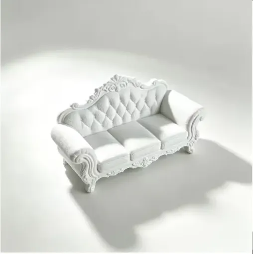 piezas resina abs para maquetas mini sofa 3 plazas europeo vintage medida 84x30x48mms color blanco 0