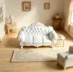 piezas resina abs para maquetas mini sofa 3 plazas europeo vintage medida 84x30x48mms color blanco 2