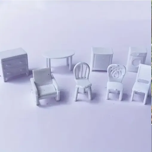 piezas resina abs para maquetas set 8 muebles mini 20mms aprox color blanco 0